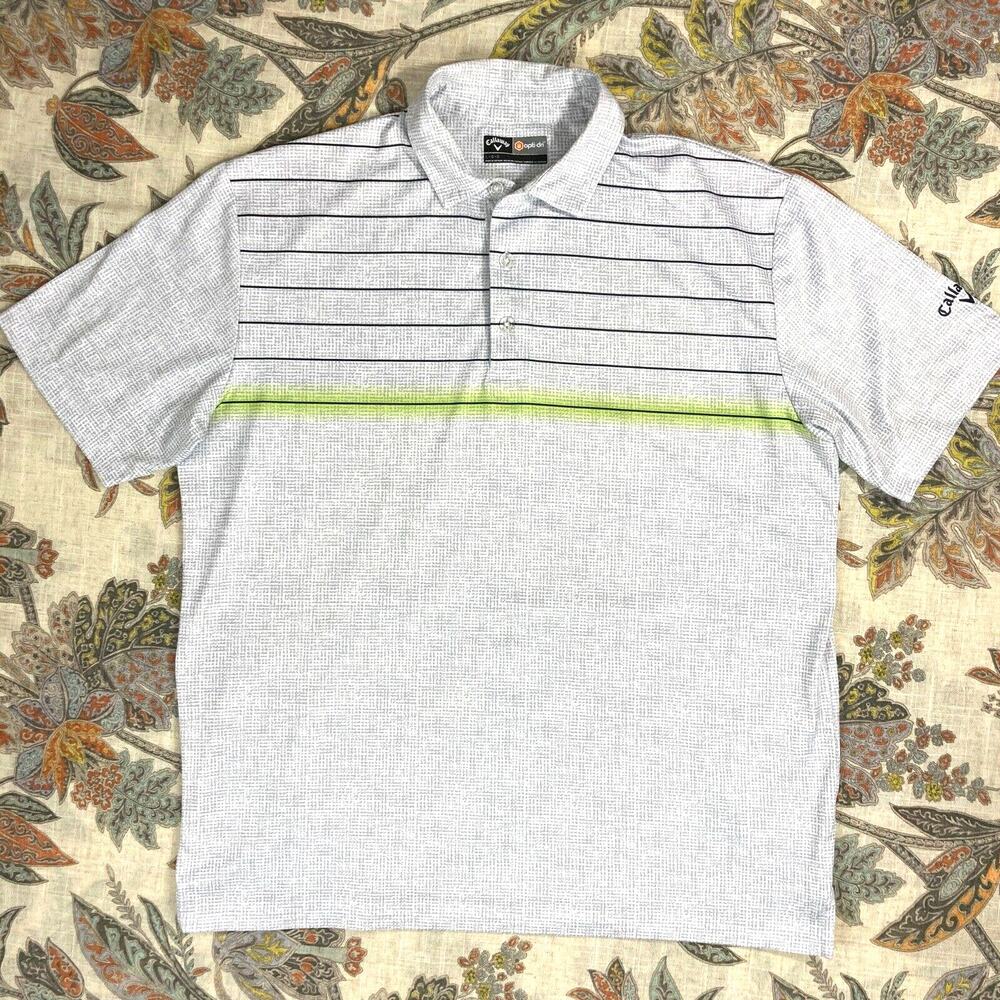 Callaway Opti Dri Short Sleeve Gray Polyester Golf Polo Shirt L